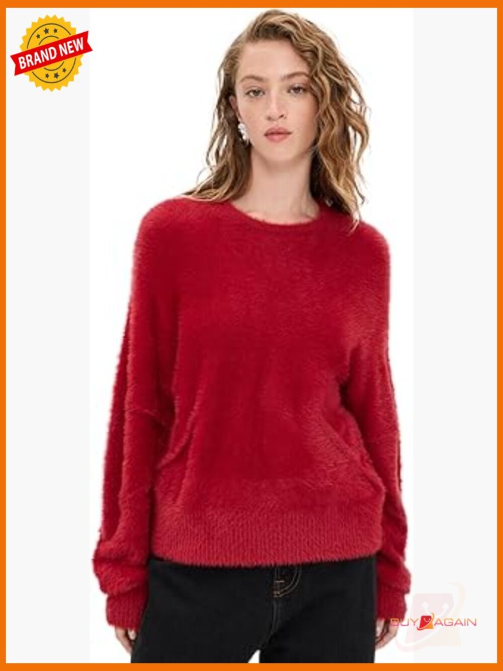 Merino Cashmere Pullover Sweater, Crew Neck, Long Sleeve, Dry Clean
